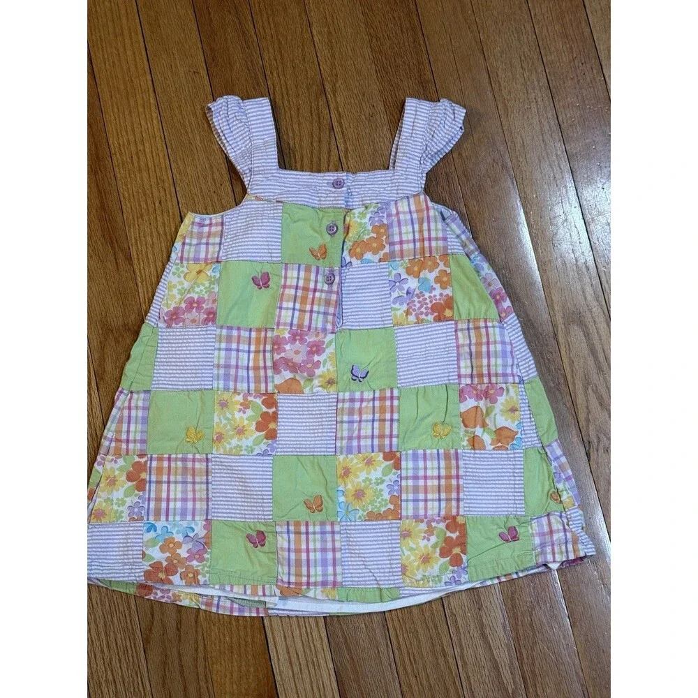 Gymboree Girls Summer Patchwork Dress Size 4T Butterfly Blossom Lined Cotton